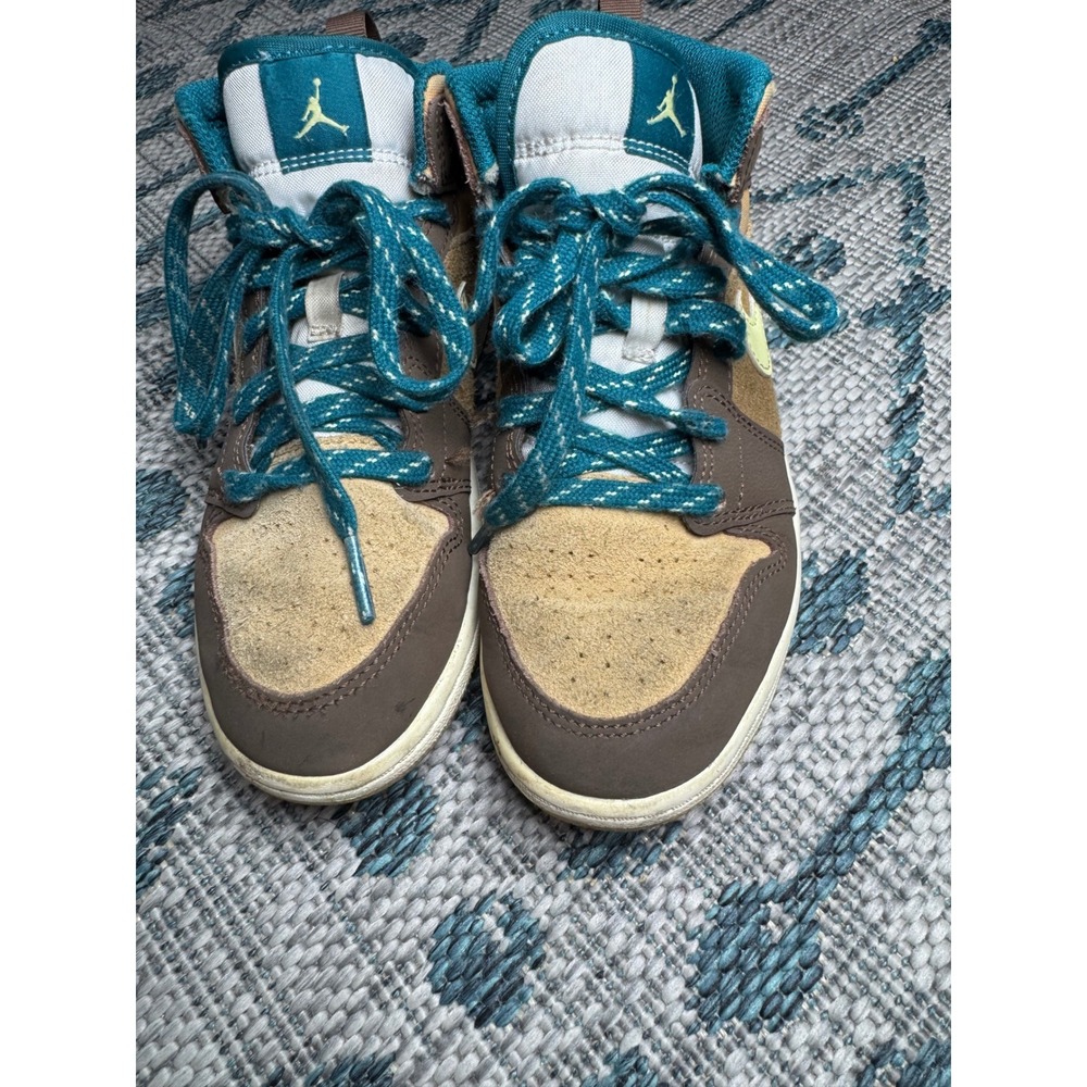 Nike Air Jordan 1 Mid Cacao Wow Brown Teal Kids Shoes DZ6335-200 Size 1.5Y - Picture 2 of 10